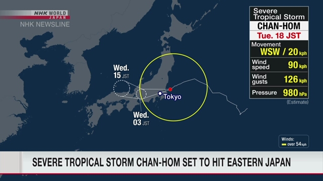 Tempestade tropical Chan-hom pode atingir região de Kanto, no Japão